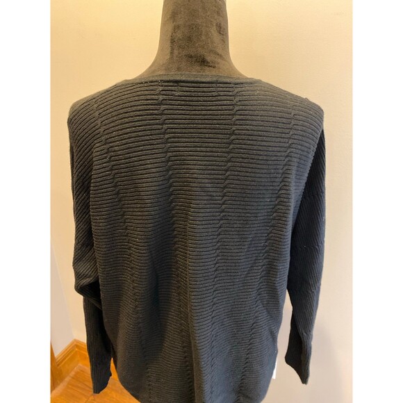 Tahari Black Womens Sweater Size XL Ribbed Side Zippers Stylish Stretchy - Picture 7 of 12
